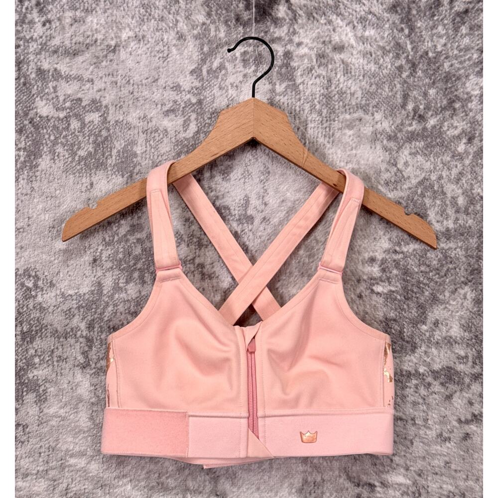 Shefit Flex Sports Bra Small Womens Blush Pink Medium Impact Front Zip